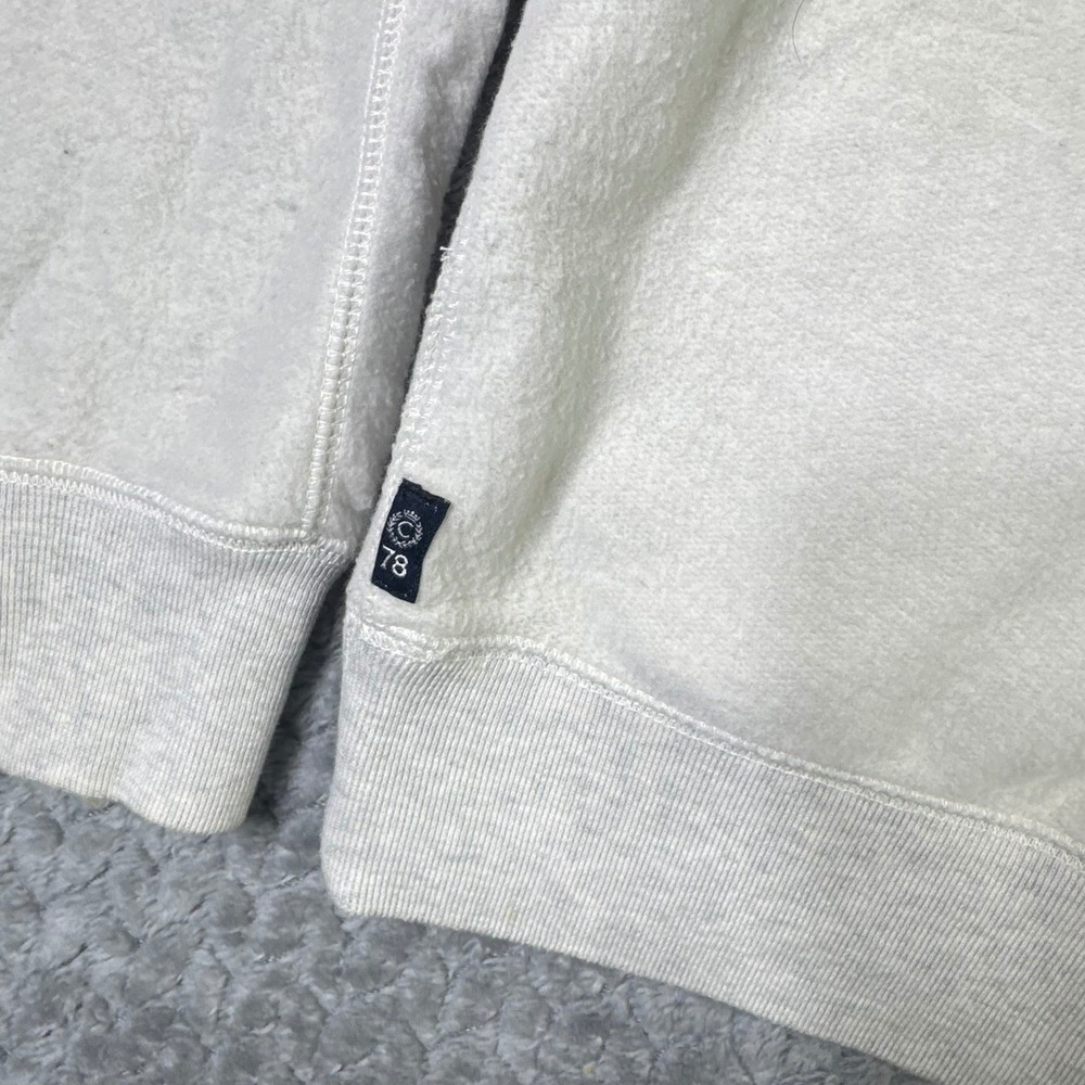 Chaps Fleece Pullover Mens Large Striped Quarter Button Mock Neck Cream Sweater - Picture 7 of 16